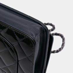 Pre Owned Chanel Black Blue CC Quilted Patent Wallet On Chain