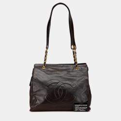 Pre Owned Chanel Brown CC Lambskin Chain Tote