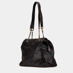 Pre Owned Chanel Brown CC Lambskin Chain Tote