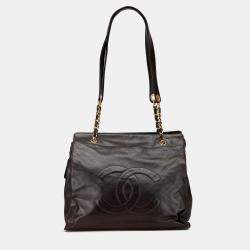 Pre Owned Chanel Brown CC Lambskin Chain Tote