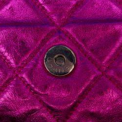 Pre Owned Chanel Multicolor Multicolor Metallic Quilted Calfskin Modern Chain Flap Frame Bag