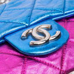 Pre Owned Chanel Multicolor Multicolor Metallic Quilted Calfskin Modern Chain Flap Frame Bag