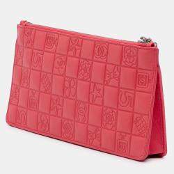Pre Owned Chanel Pink Lambskin Precious Symbols Pochette