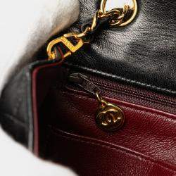 Pre Owned Chanel Black Small Square Quilted Lambskin Flap