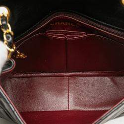 Pre Owned Chanel Black Small Square Quilted Lambskin Flap