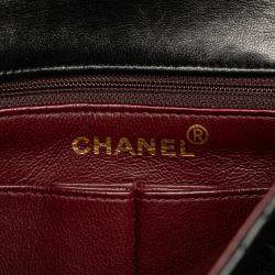 Pre Owned Chanel Black Small Square Quilted Lambskin Flap