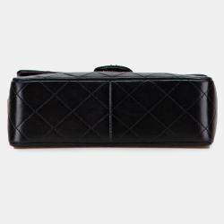 Pre Owned Chanel Black Small Square Quilted Lambskin Flap
