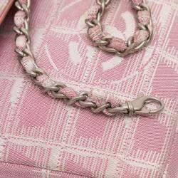 Pre Owned Chanel Pink New Travel Line Nylon East West Flap