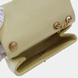 Pre Owned Chanel Yellow Mini Square Lambskin Sweet Camellia Flap