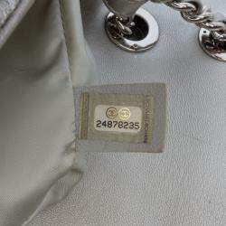 Pre Owned Chanel Silver Medium Quilted Lurex Ground Control Pluto Glitter Flap