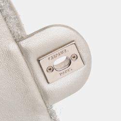Pre Owned Chanel Silver Medium Quilted Lurex Ground Control Pluto Glitter Flap