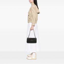 Pre Owned Chanel Black Chocolate Bar Iridescent Calfskin Bubble Flap