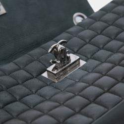 Pre Owned Chanel Black Chocolate Bar Iridescent Calfskin Bubble Flap