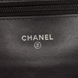 Pre Owned Chanel Black Quilted Patent Brilliant Wallet On Chain