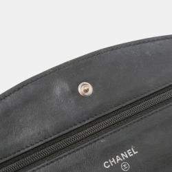 Pre Owned Chanel Black Quilted Patent Brilliant Wallet On Chain