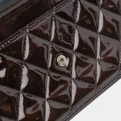 Pre Owned Chanel Black Quilted Patent Brilliant Wallet On Chain