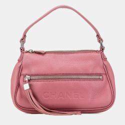 Pre Owned Chanel Pink Calfskin LAX Front Pocket Shoulder Bag