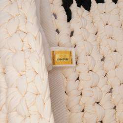 Pre Owned Chanel White Neoprene Fancy Crochet Flap