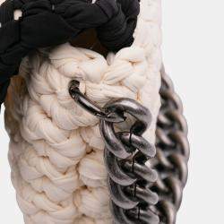 Pre Owned Chanel White Neoprene Fancy Crochet Flap