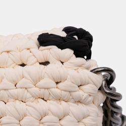 Pre Owned Chanel White Neoprene Fancy Crochet Flap