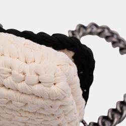 Pre Owned Chanel White Neoprene Fancy Crochet Flap