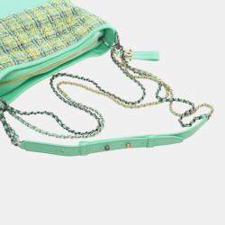 Pre Owned Chanel Green Medium Tweed Gabrielle Crossbody