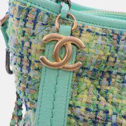 Pre Owned Chanel Green Medium Tweed Gabrielle Crossbody