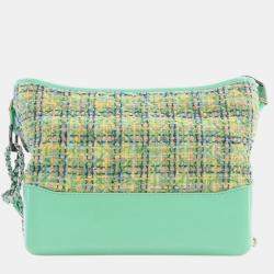 Pre Owned Chanel Green Medium Tweed Gabrielle Crossbody