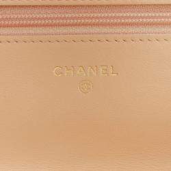 Pre Owned Chanel Brown Quilted Tweed Candy Cotton and Beach Ball Wallet On Chain