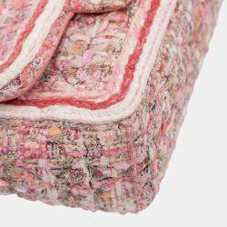 Pre Owned Chanel Pink Mini Rectangular Classic Tweed Braid Flap