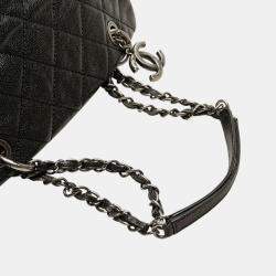 Pre Owned Chanel Black Quilted Iridescent Caviar Chic Shopping Tote