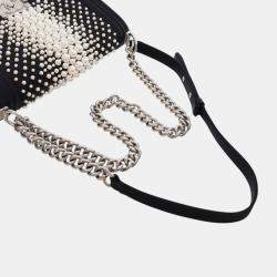 Pre Owned Chanel Old Medium Satin Pearl Embellished Boy Flap