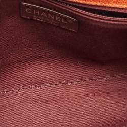 Pre Owned Chanel Brown Glazed Caviar Quilted Leather CC Crave Flap Bag