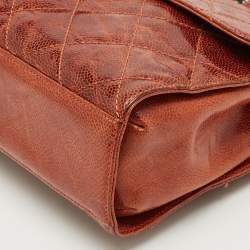 Pre Owned Chanel Brown Glazed Caviar Quilted Leather CC Crave Flap Bag