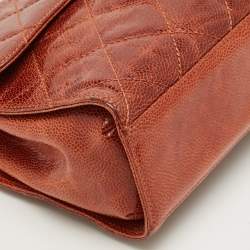 Pre Owned Chanel Brown Glazed Caviar Quilted Leather CC Crave Flap Bag