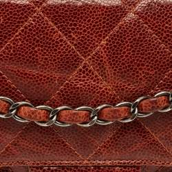 Pre Owned Chanel Brown Glazed Caviar Quilted Leather CC Crave Flap Bag