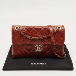 Pre Owned Chanel Brown Glazed Caviar Quilted Leather CC Crave Flap Bag