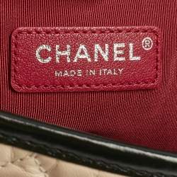 Pre Owned Chanel Beige/Black Quilted Aged Leather Medium Gabrielle Hobo