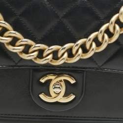 Pre Owned Chanel Black Quilted Leather Small Straight Line Flap Bag