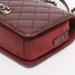 Pre Owned Chanel Burgundy Quilted Aged Leather Day Trip Flap Bag