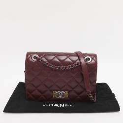 Pre Owned Chanel Burgundy Quilted Aged Leather Day Trip Flap Bag