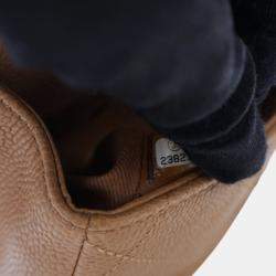 Pre Owned Chanel Brown Small Stitched Caviar CC Lock Top Handle Flap