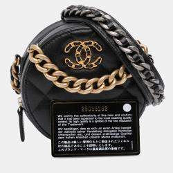Pre Owned Chanel Black Lambskin 19 Round Clutch with Chain