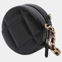 Pre Owned Chanel Black Lambskin 19 Round Clutch with Chain