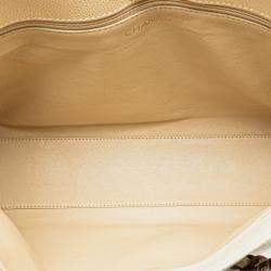 Pre Owned Chanel Cream CC Quilted Caviar Bekko Chain Tote