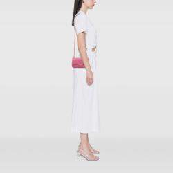 Pre Owned Chanel Pink Mini Rectangular Classic Lambskin Pearl Crush Single Flap