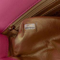 Pre Owned Chanel Pink Mini Rectangular Classic Lambskin Pearl Crush Single Flap