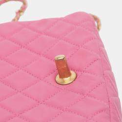 Pre Owned Chanel Pink Mini Rectangular Classic Lambskin Pearl Crush Single Flap