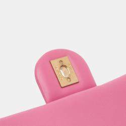 Pre Owned Chanel Pink Mini Rectangular Classic Lambskin Pearl Crush Single Flap
