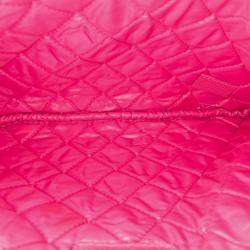 Pre Owned Chanel Pink Small Quilted Caviar O Case Clutch